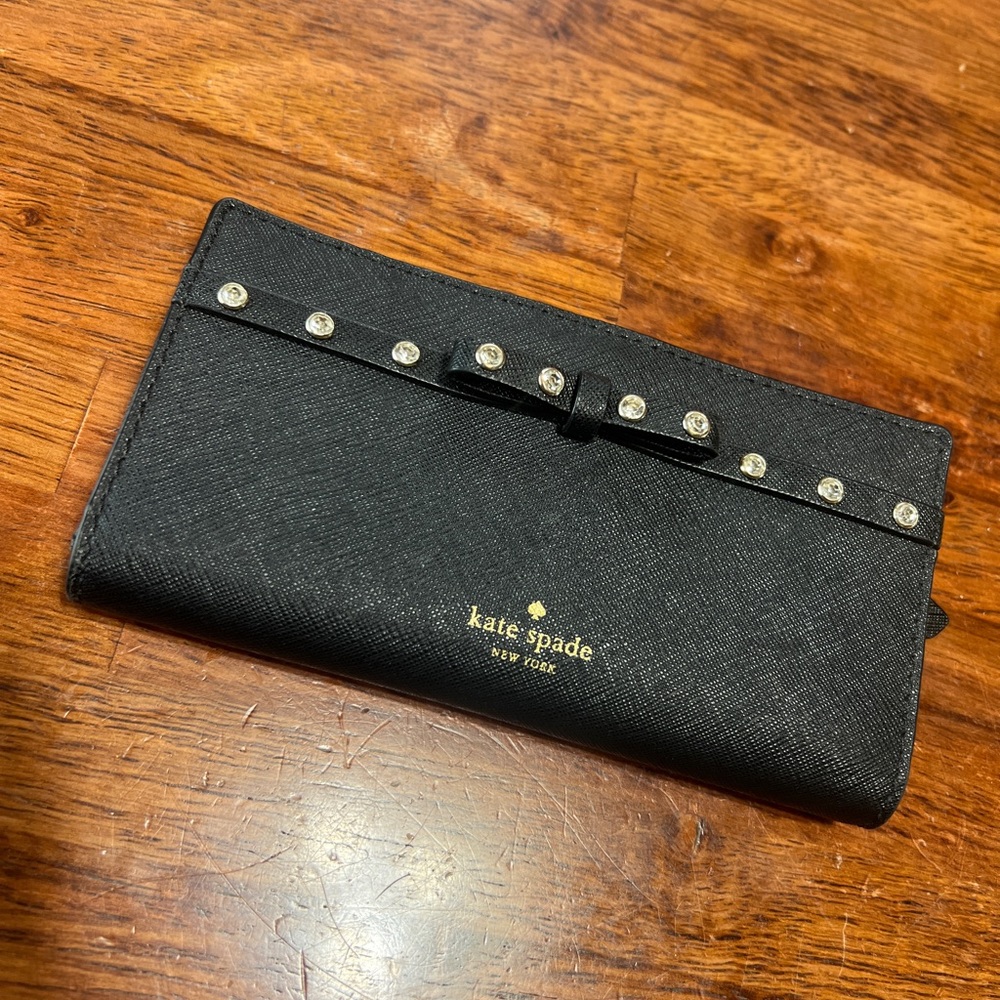 Kate Spade Laurel Way Jeweled Stacy Black Rhinestone Wallet